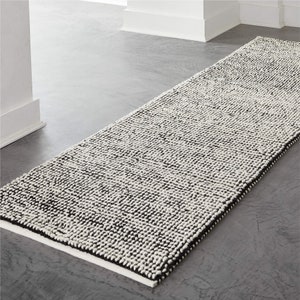 Handwoven Wool Rug Runner, Black White Wool Runner Rug, Entryway, Hallway, Stairs Runner Rug, Moroccan Rug 3x8, 3x10, 3x12, 4x10, 4x12 Feet
