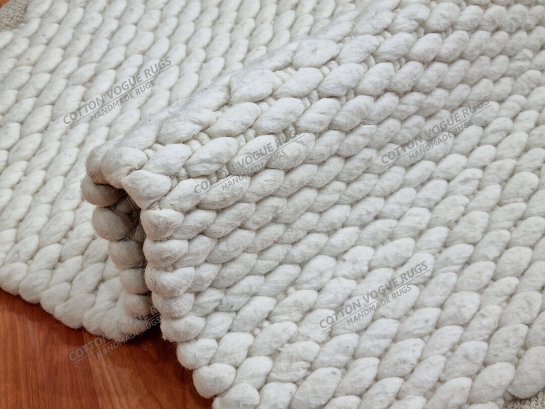 Large Wool Rugs Top View Hand Loom Wool Rug White Cozy Wool Rug Handmade Chunky Rug Large Rug ...