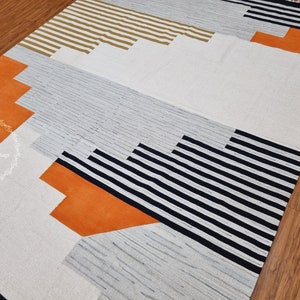 Katoenen kelimtapijt, handgeweven abstract tapijt, woonkamer, slaapkamer, eetkamer, haltapijt, boho-tapijt aangepast formaat 4 x 6, 5 x 8, 6 x 9, 8 x 10, 9 x 12 ft