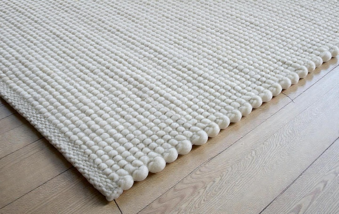 White Wool Chunky Rug, Handwoven Wool Runner Rug, Entryway Runner ...
