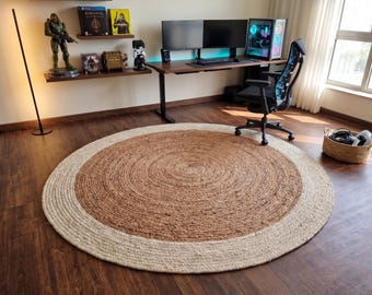 Indian Natural Jute Round Rug Hand Braided Jute Circle Rug Living Room Rug Home Gift Boho Round Jute Rug