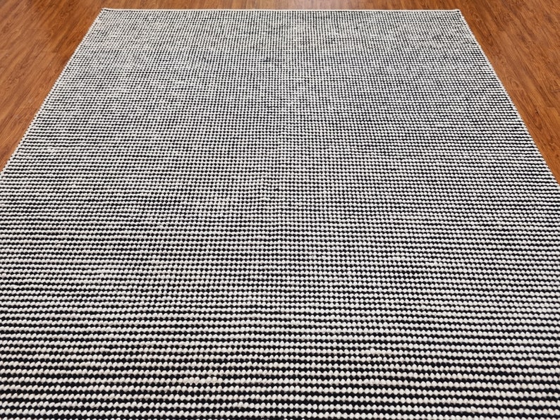 Handwoven Wool Rug Runner, Black White Wool Runner Rug, Entryway