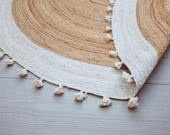 Alfombra redonda de yute trenzado hecha a mano, alfombra redonda de yute natural, alfombra redonda para sala de estar, alfombra redonda para dormitorio, alfombra redonda para comedor, alfombra para exterior