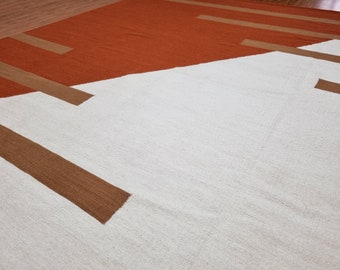 Handgeweven wollen vloerkleed - aangepast formaat vloerkleed voor slaapkamer en eetkamer - groot abstract vloerkleed
