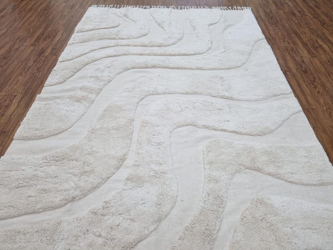 Handwoven Cotton Ivory White Rug, Eco-friendly Bohemian Decor, Outdoor ...