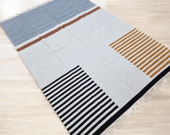 Tappeto in cotone tessuto a mano, tappeto a righe per pavimenti, tappeto per soggiorno, camera da letto, sala da pranzo, cameretta dei bambini, ingresso