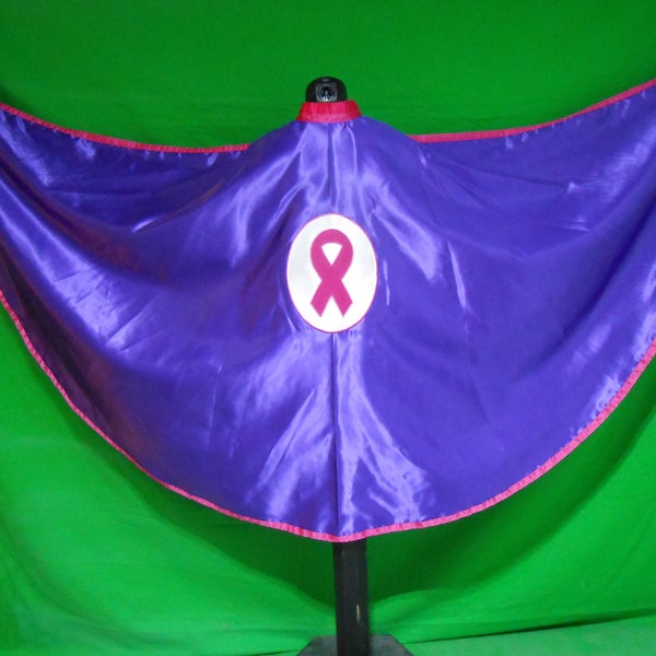 Breast Cancer Awareness themed superhero(ine) satin cape with mask.