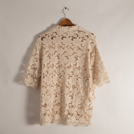 One of a kind Bode Lace Floral Crochet Sheer Hand… - image 2