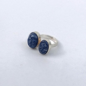 Lapis Lazuli Ring Mond Gesicht / Handgemachte Silber Ring / Verstellbarer Ring / Boho Ring / Blauer Stein Mond Gesicht Ring | Naturstein-Gesicht Ring | Geschenk