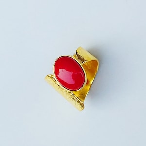 Handmade Coral Ring / Red Stone Gold Ring / Beautiful Coral Gemstone Ring / Natural Coral Ring / Wedding Gift /Anniversary Gift/Wedding Gift