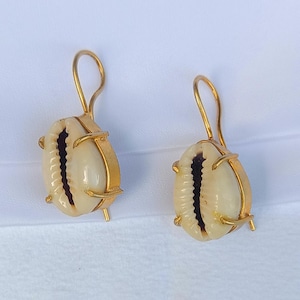 Handmade Cowrie Shell Earrings | Gold Earrings |Ocean Sea Shell Earrings |Birthday Gift Earrings |Women Earrings |Cowrie Shell Jewelry |Gift