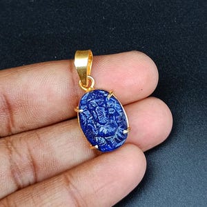 Handmade Lapis lazuli Ganesh Pendant / Lapis Lazuli Gemstone Necklace / Ganesh Hindu God Necklace / Gift For Him And Her / Spiritual Jewelry