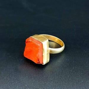 Handmade Carnelian Ring / Red Carnelian Gold Ring / Beautiful Carnelian Gemstone Ring For Women / Red Stone Ring For Men / Anniversary Gift