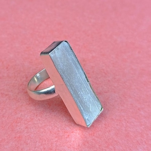 Raw Selenite Gemstone Ring / Natural Selenite Silver Ring / Selenite Ring For Healing / Spiritual Jewelry / Gift For Him / Handmade Ring