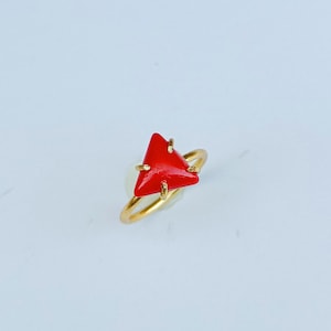 Handmade Coral Ring / Coral Gemstone Gold Ring /Red Stone Jewelry For Men Or Women /Christmas Gift For Her / Wedding Gift For Him/Coral Ring