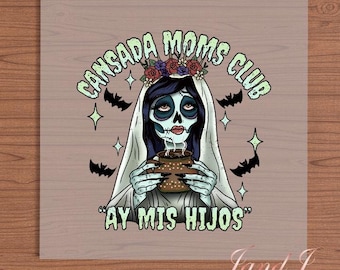 Cansada Moms Club Ghost Halloween Ready To Press, Direct To Film Transfer, DTF Prints, Ready To Press