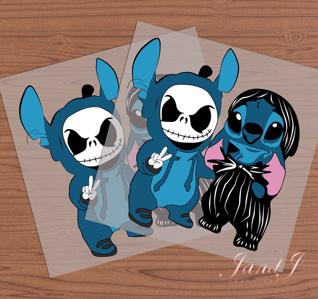 Stitch and Jack Skellington Christmas DTF Transfers Ready to Press