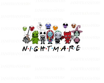 Night Friends DTF Transfers Ready To Press, Direct To Film Transfer,, DTF, DTF Prints, Ready To Press Halloween
