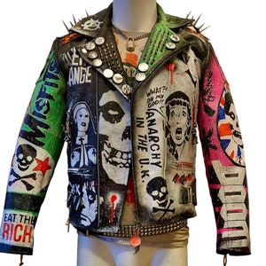 Awesome Zombie Vintage Leather Punk Rock Motorbike Motorcycle Jacket ...
