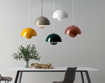 Modern Mushroom Pendant Light,Semicircular Nordic Hanging Ceiling Lamp,Nordic color Restaurant hanging Lamps,Minimalist Housewarming Gifts