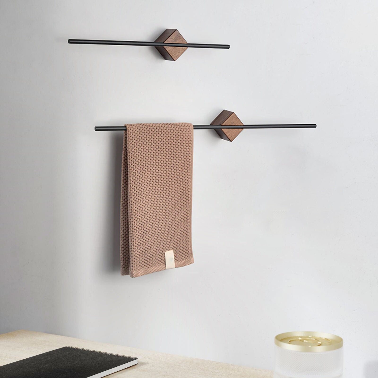 Wood Towel Holder Rackwall Mount Towel Hooks Bathroom Kitchen Etsy