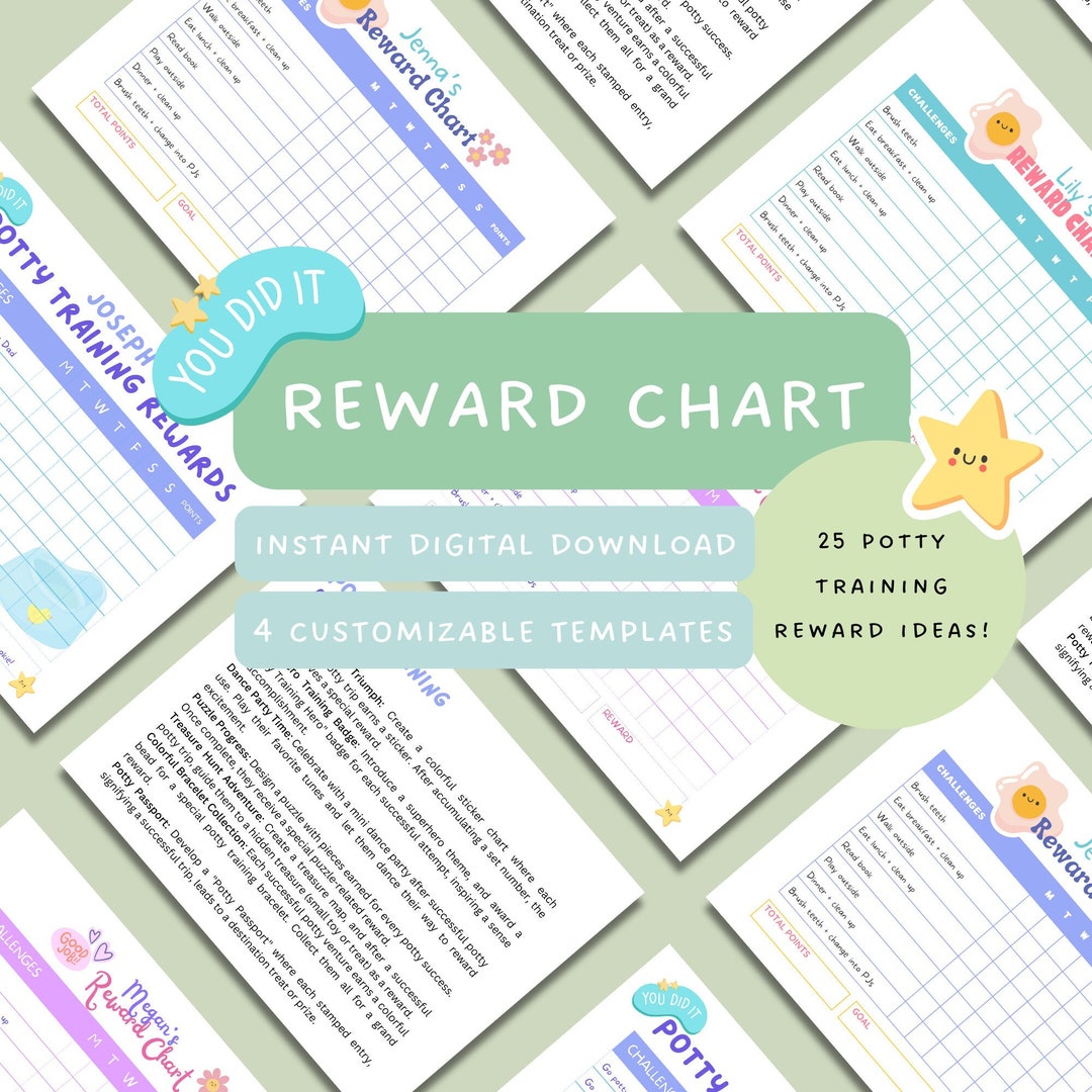Reward Chart, Potty Reward Chart, Reward Chart for Kids, Children's ...