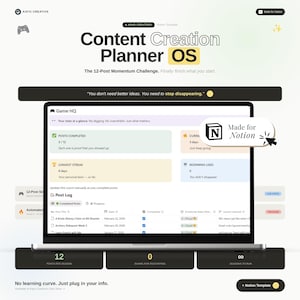 ADHD Content Creator Notion Templates | 12 Post Consistency Challenge (Digital Download)