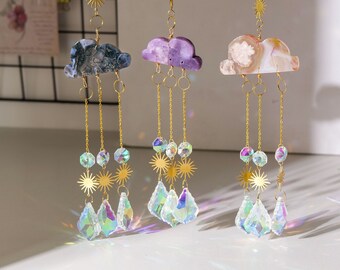 Crystal Sun Catcher, crystal gravel,Cloud Crystal wind chimes,Window Hanging Decor,Crystal Prism,Wall Hanging,Home Decor,Gift