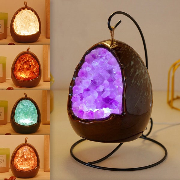 Natural Amethyst Creative Lamp.Crystal Night Light.Home Decoration.Quartz Crystal Night Light.Healing Crystal.birthday present.