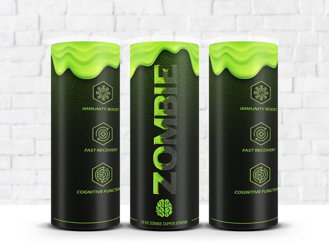 Zombie Energy Drink Tumbler Wrap Design, Sublimatie voor 20oz Skinny