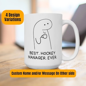 Taza de regalo de mánager de hockey personalizada con nombre y mensaje personalizados Taza de café de mánager de hockey Promoción de mánager de hockey El mejor mánager de hockey de todos los tiempos