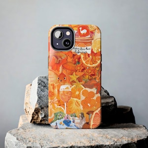 Oranje medley-telefoonhoesje voor iPhone Google Pixel Samsung Galaxy Huawei Oneplus speels schattig telefoonhoesje stijlvol trendy collage-telefoonhoesje