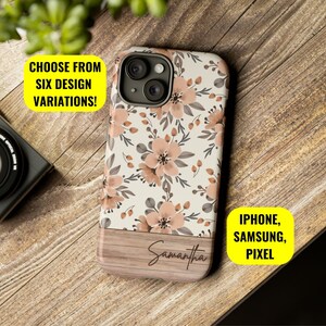 Personalized Floral Phone Case for IPhone Samsung Galaxy Google Pixel, Flower Design Phone Case, Custom Name Phone Case Gift