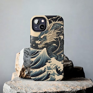 Great Dragon Wave Phone Case for iPhone Google Pixel Samsung Galaxy Huawei Oneplus Japanese Dragon Wave Phone Cover Stylish Trendy Case