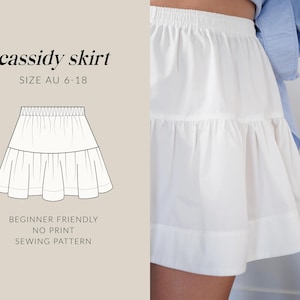 Cassidy Skirt No Print Sewing Pattern: Size AU 6-20 Beginner Friendly