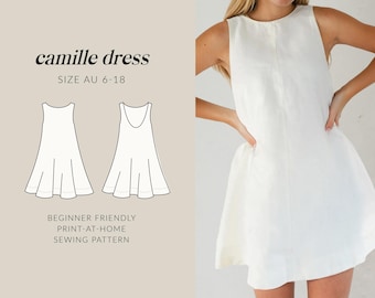 Camille Shift Dress Sewing Pattern | Beginner Friendly | PDF Pattern ( AU Sizes 6-20)