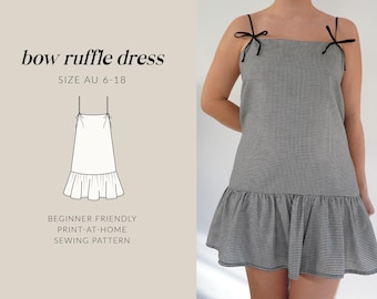 Bow Ruffle Mini Dress | Beginner Friendly Sewing Pattern | AU Sizes 6-18