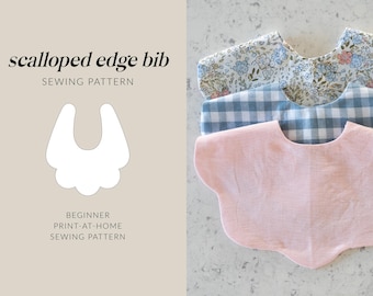 Scalloped Edge Bib Sewing Pattern | Baby Bib PDF | Beginner Friendly