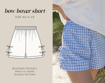 Bow Boxer Shorts PDF Sewing Pattern | AU 6-18 | Beginner Friendly | Print-at-home