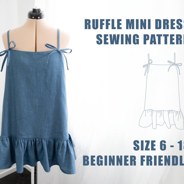 Bow Ruffle Mini Dress | Beginner Friendly Sewing Pattern | AU Sizes 6-18