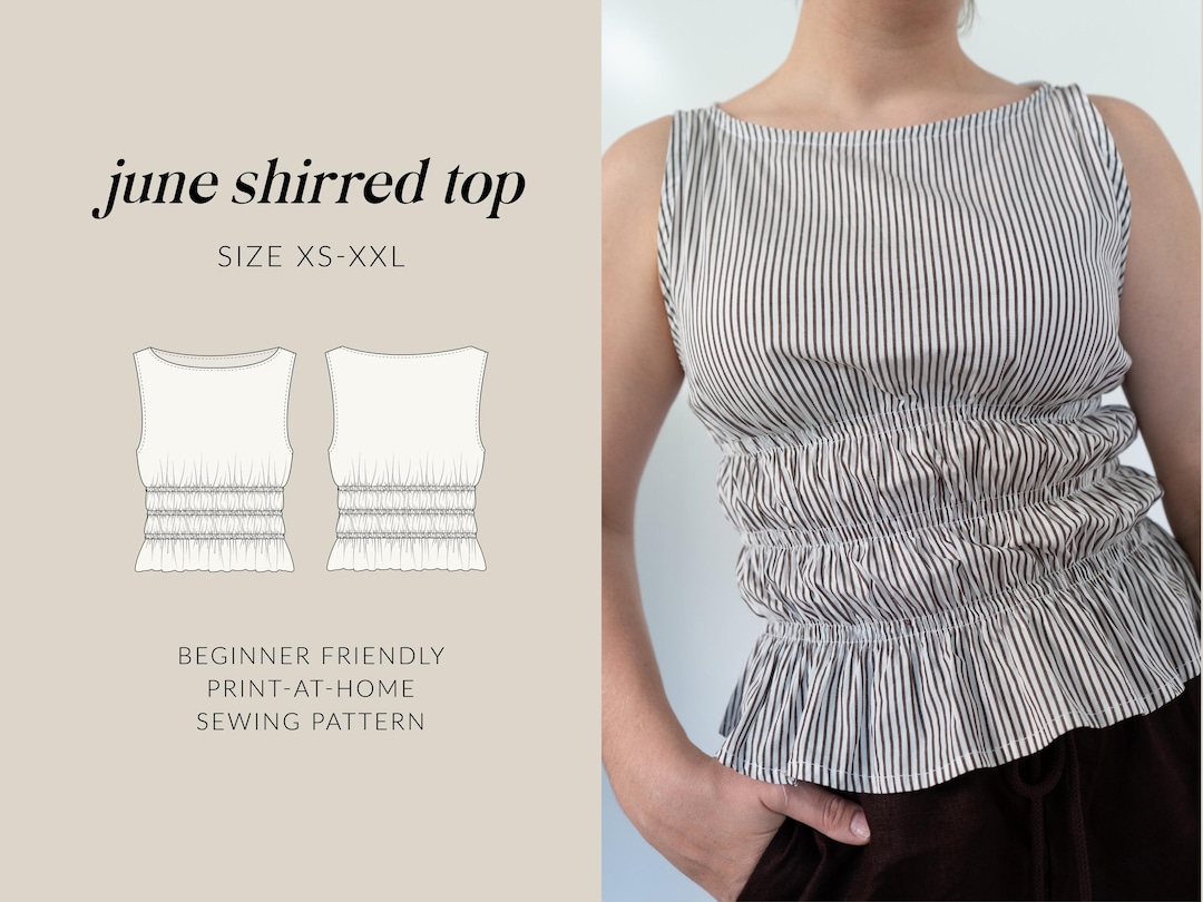 June Shirred Top | PDF Sewing Pattern | XS-XXL - Etsy