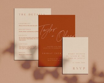 Arched Terracotta Wedding Invitation Template Set and Digital - Etsy