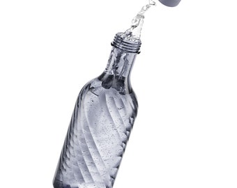 B-stock: Set of 5 designer glass bottles, drinking bottles, glass carafes with 0.65 liters - gray