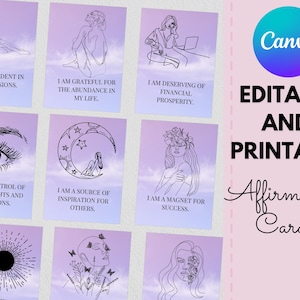 Cartes d'affirmation modifiables sur Canva - 51 cartes