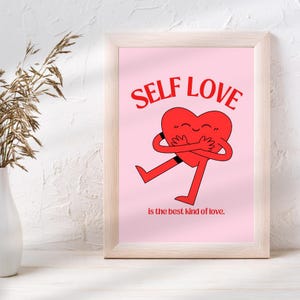 Self Love- Retro Quote Wall Print - Digital Download
