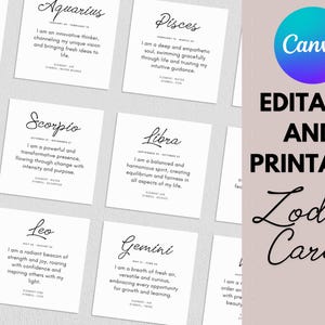 Editable Zodiac Cards on Canva - Star Sign