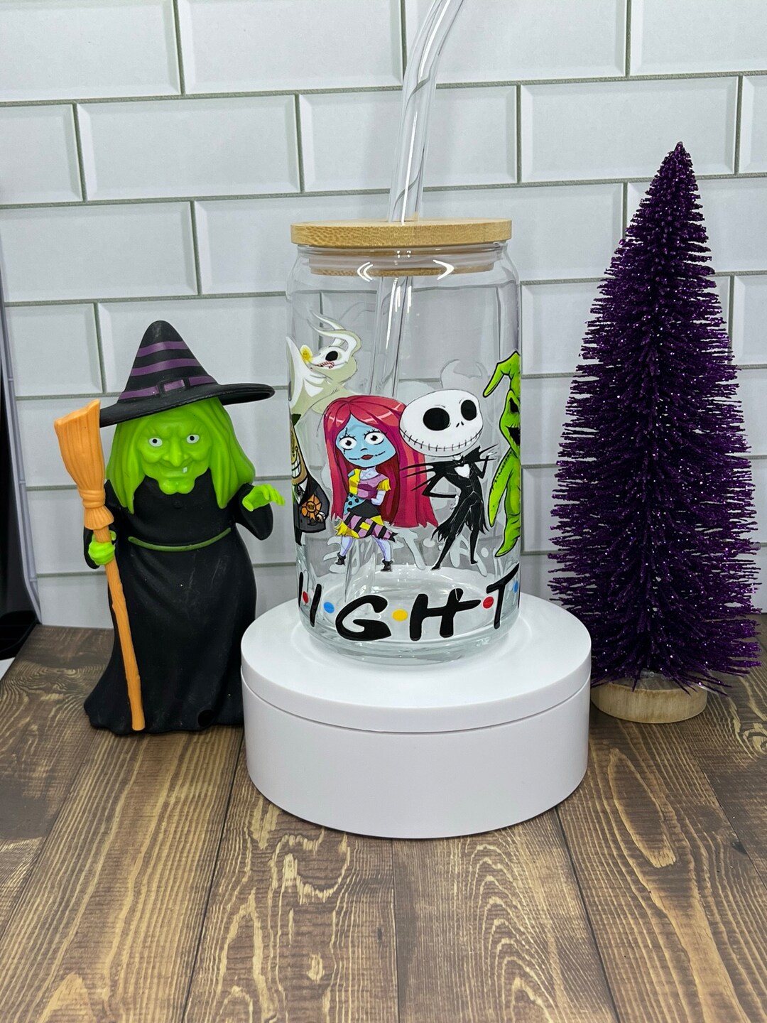 16oz. Nightmare Before Christmas Glass Can Glass Tumbler Etsy