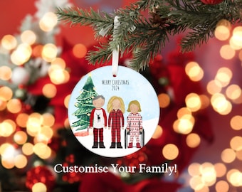 Inclusive Custom Family Portrait Ornament, Personalised Wheelchair User Gift, Differently Abled Christmas Bauble, Xmas 2024