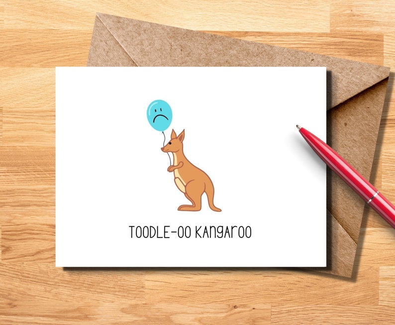 PRINTABLE Farewell Card, Good Luck Card, Australian Goodbye Card, Pun Card, Kangaroo, Goodbye