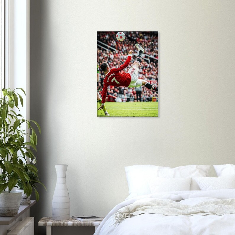 Cristiano Ronaldo Bicycle Kick Canvas Wall Art / Ronaldo Gift for Kids